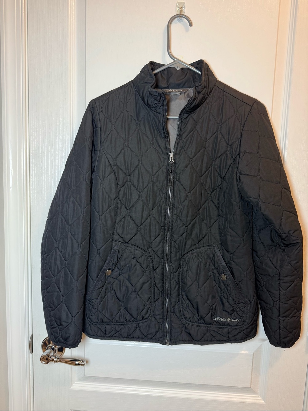 Eddie Bauer Quilted Black Zip-Front womans Jacket small